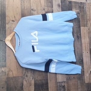 Fila Light Blue Crew Neck Spell out Sweatshirt Sz Small Women